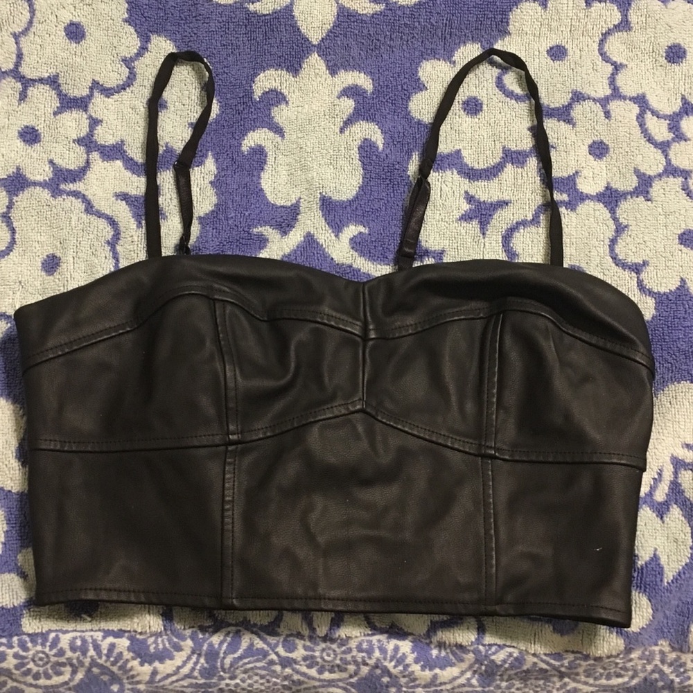 Express Faux Leather Bralette